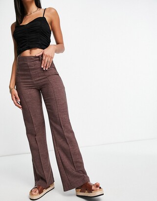 ASOS DESIGN tailored loose slim flare pant in brown - ShopStyle